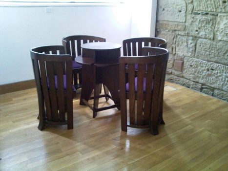 Domino table with Barrel Chairs